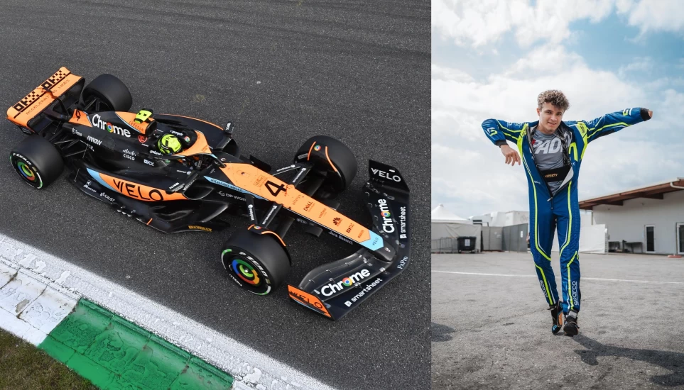 Här poserar F1-stjärnan i padeltröjan